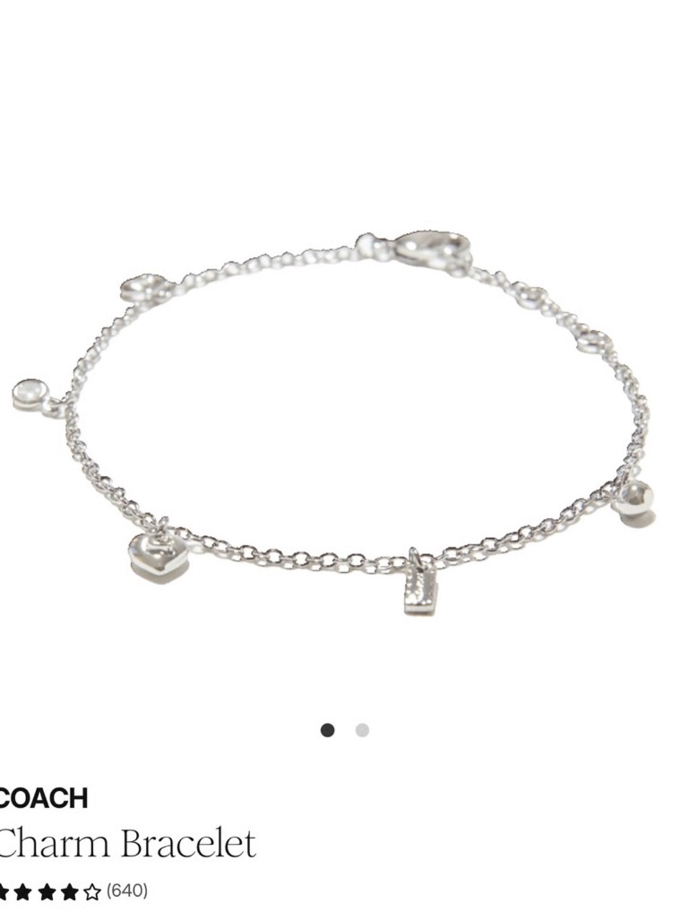 NWT Coach Silver Tone Charm Bracelet with Logo Pouch - Picture 2 of 3